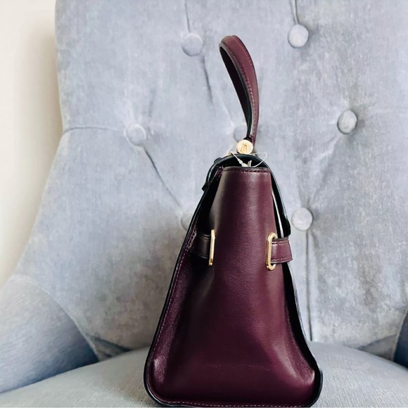 NWT Coach Blake Flap Carryall Satchel Crossbody Turn Lock Zip Burgundy Gift - Picture 4 of 14